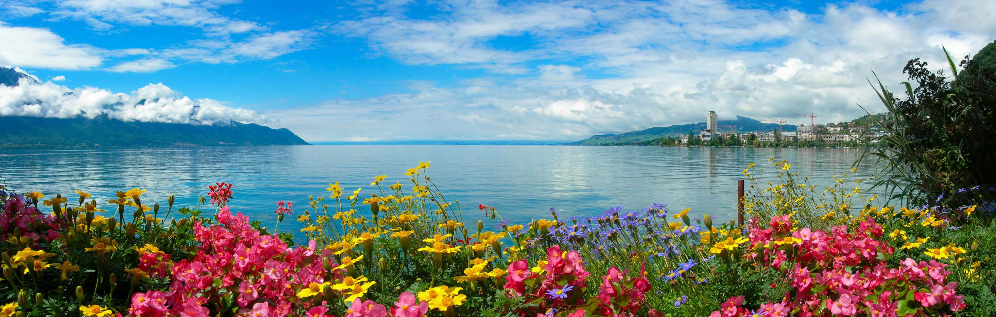 Panoramic view of Montreux and Lake Geneva